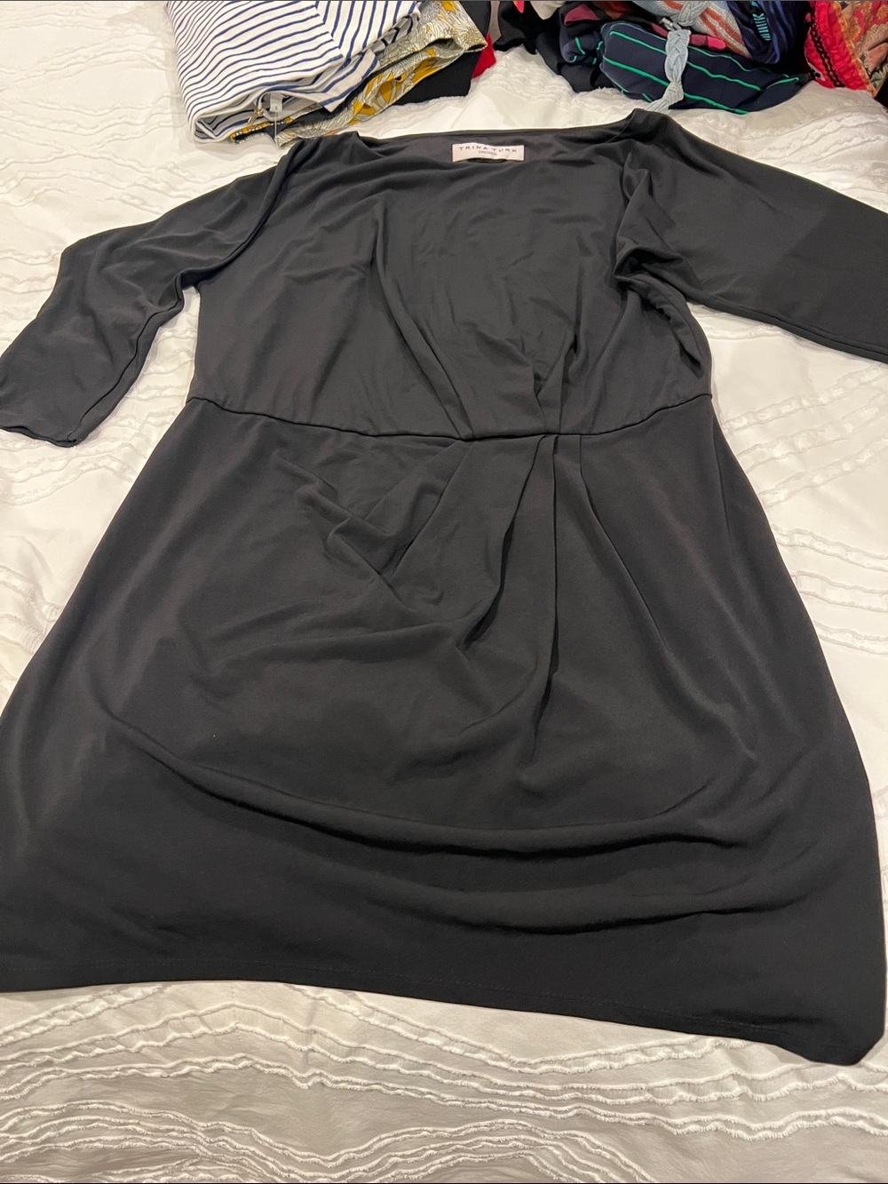 Trina Turk Black Mini Dress with Gathered Waist